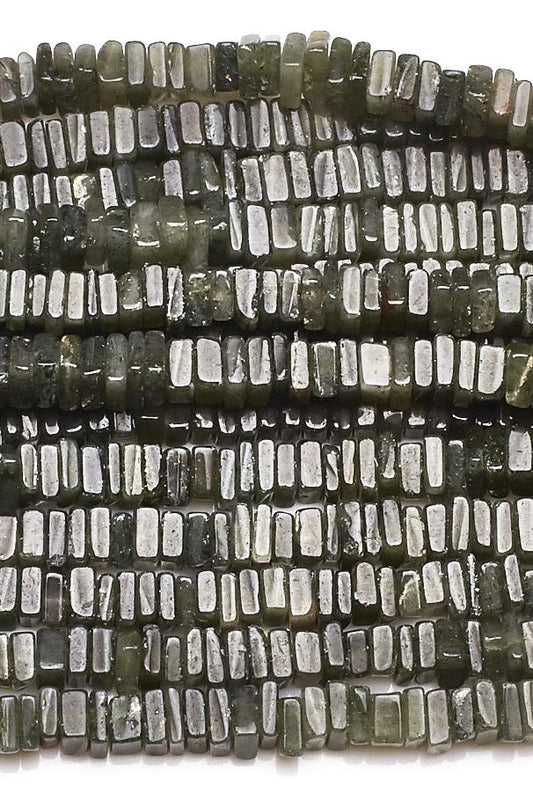 Agate Green Square Chips Smooth Natural Beads