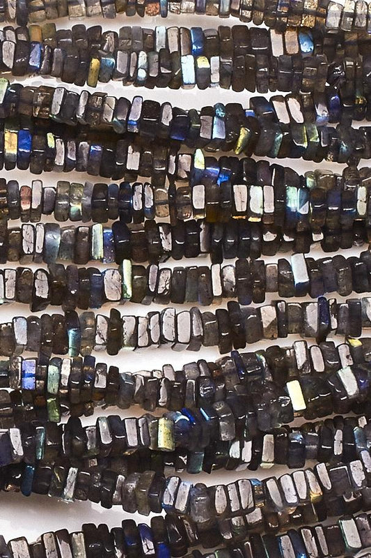 Labrodorite Black Square Chips Smooth Natural Beads