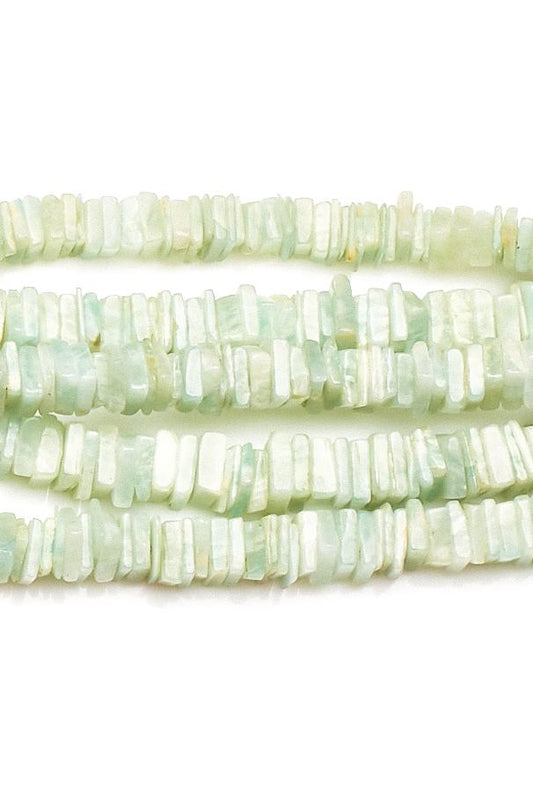 Aquamarine Green Square Chips Smooth Natural Beads