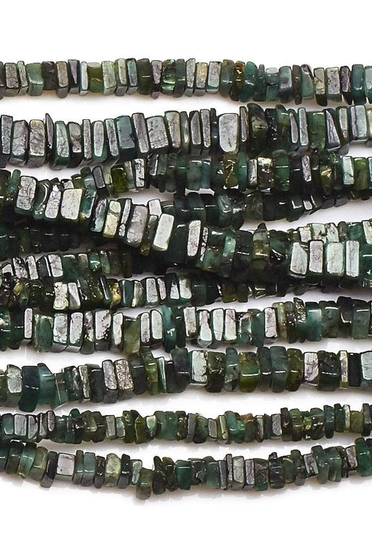 Emerald Green Square Chips Smooth Natural Beads