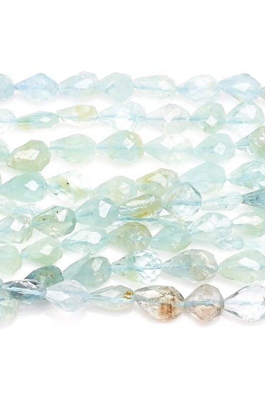 Aquamarine Blue Drop Faceted Natural Beads