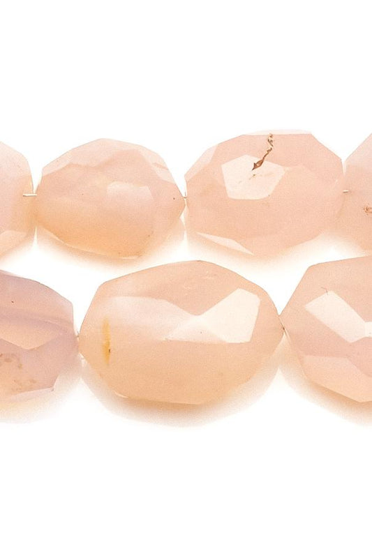 Chalcedony Pink Oval Faceted Heat Treated Beads
