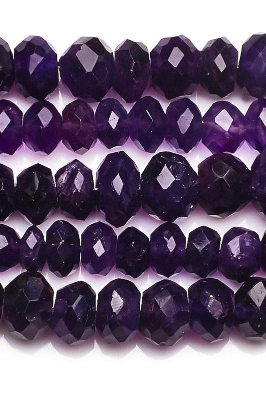 Amethyst Purple Rondelle Faceted Natural Beads