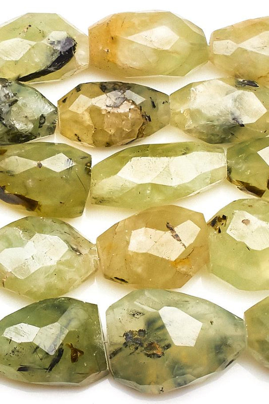 Prehnite Green Oval Faceted Natural Beads