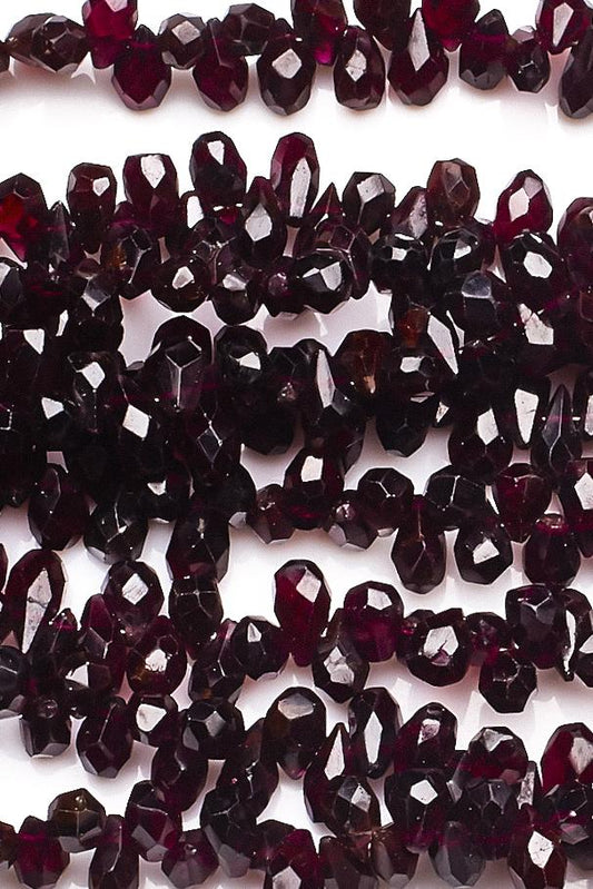 Garnet Red Drops Faceted Natural Beads