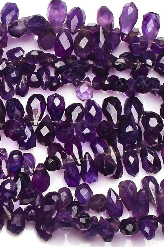 Amethyst Purple Drops Faceted Natural Beads