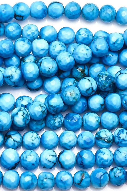 Turquoise Blue Round Faceted Natural Beads