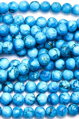 Turquoise Blue Round Faceted Natural Beads