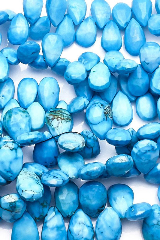 Turquoise Blue Pear Faceted Natural Beads