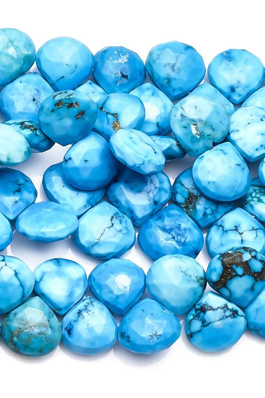 Turquoise Blue Heart Faceted Natural Beads