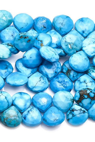 Turquoise Blue Heart Faceted Natural Beads