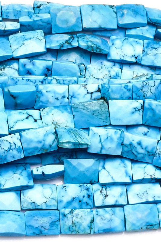 Turquoise Blue Rectangle Faceted Natural Beads