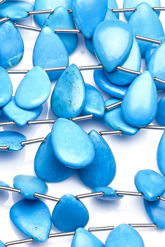 Turquoise Blue Pear Smooth Natural Beads
