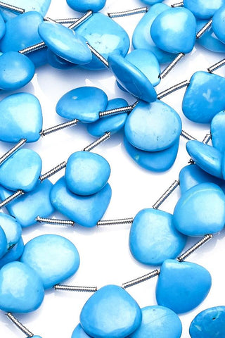 Turquoise Blue Heart Smooth Natural Beads
