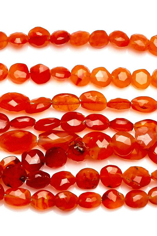 Carnelian Orange Oval Faceted Natural Beads