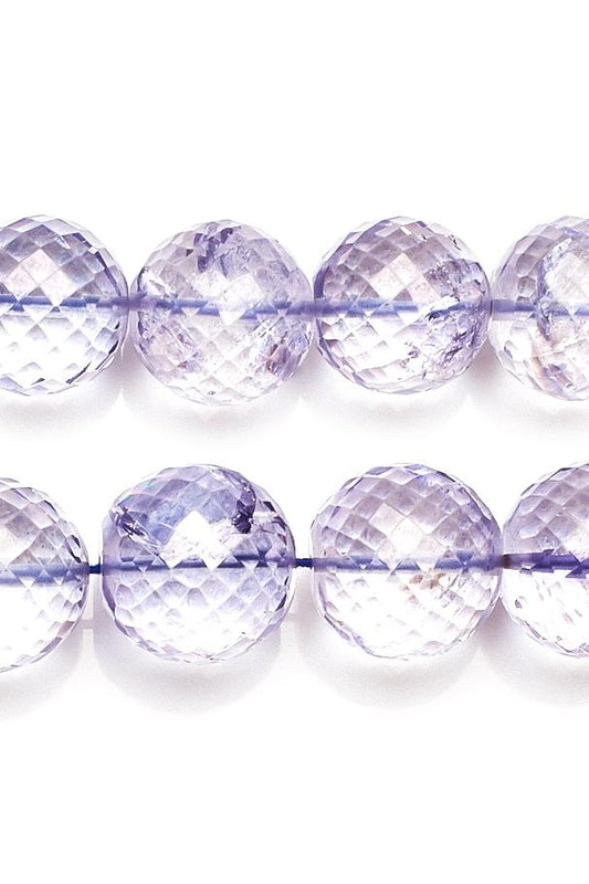 Crystal Quartz Blue Round Faceted Natural Beads