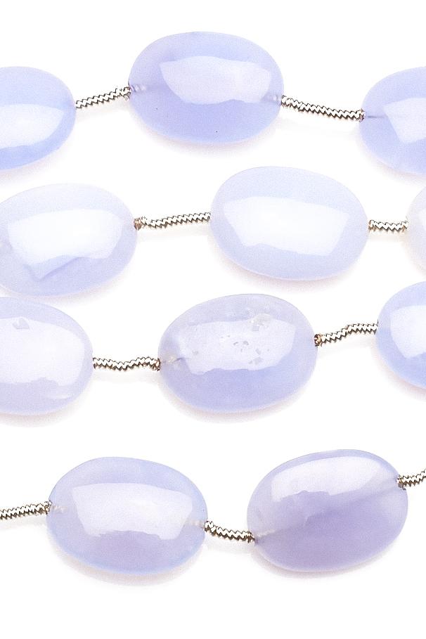 Chalcedony Blue Oval Smooth Natural Beads