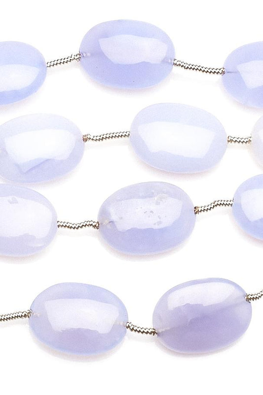 Chalcedony Blue Oval Smooth Natural Beads
