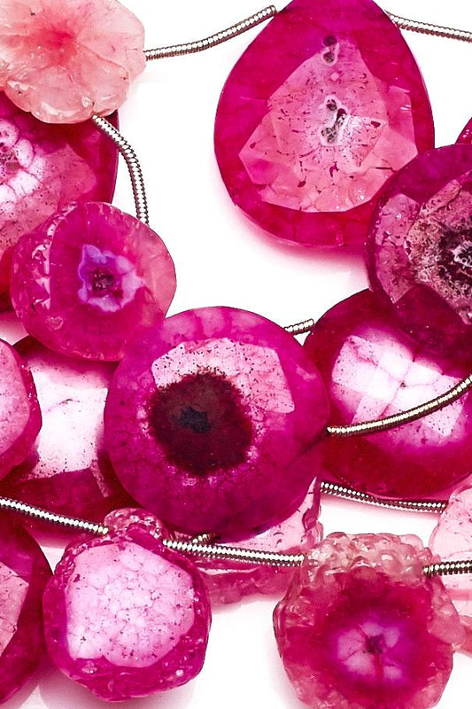 Solar Quartz Pink Unsual Faceted Dyed Beads