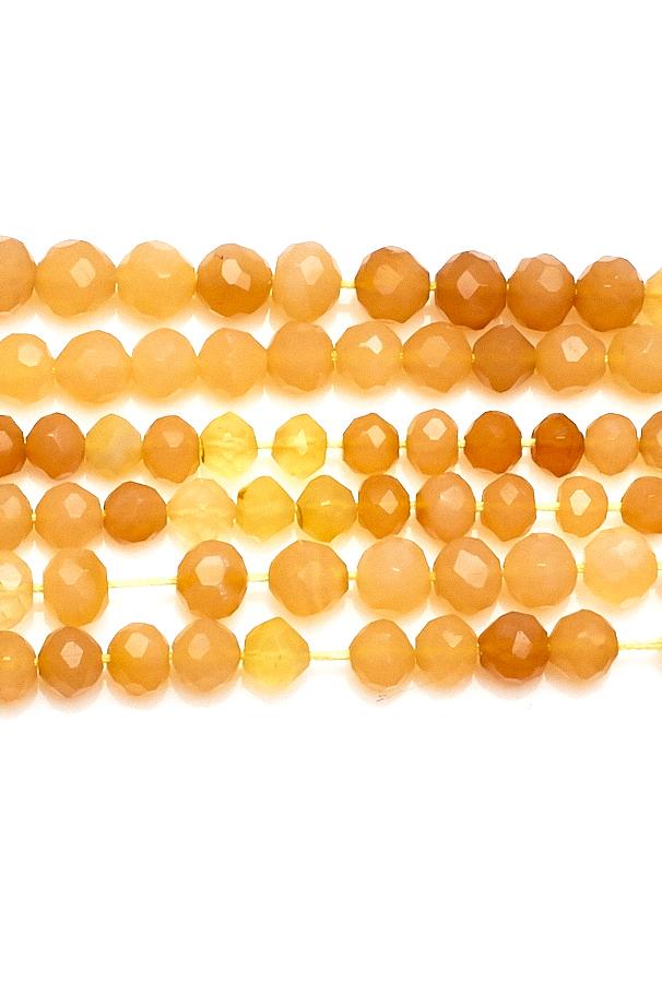 Chalcedony Brown Round Faceted Heat Treated Beads