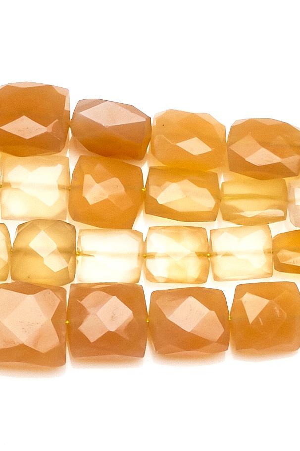 Chalcedony Brown Square Faceted Heat Treated Beads
