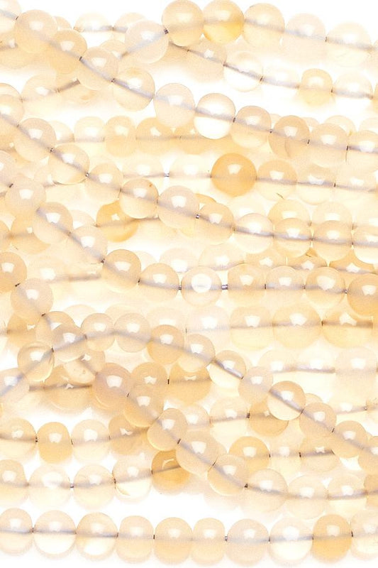 Chalcedony White Round Smooth Heat Treated Beads