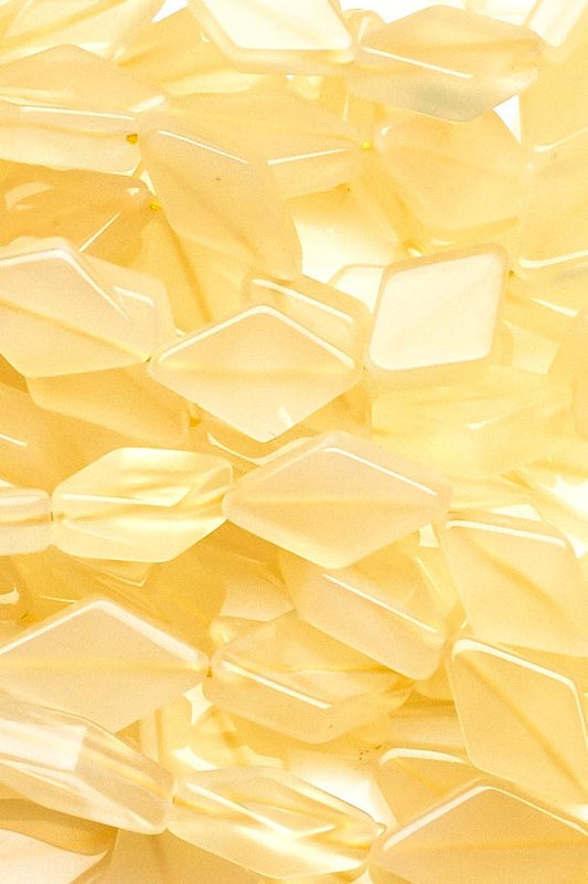 Chalcedony Yellow Diamond Smooth Heat Treated Beads