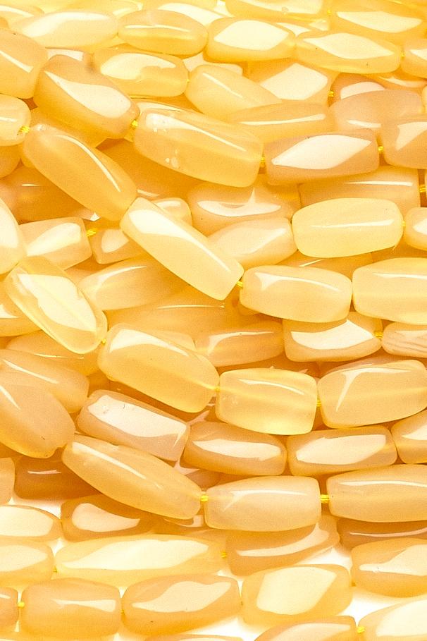 Chalcedony Yellow Twisted Rectangle Smooth Heat Treated Beads