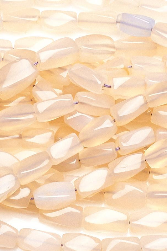 Chalcedony Brown Twisted Rectangle Smooth Heat Treated Beads