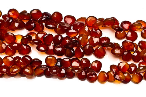 Chalcedony Brown Heart Faceted Heat Treated Beads