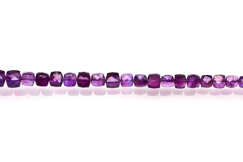 Amethyst Purple Cube Faceted Natural Beads