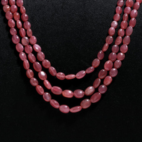 Ruby Red Oval Smooth Natural Beads Necklace 24 inches Strands
