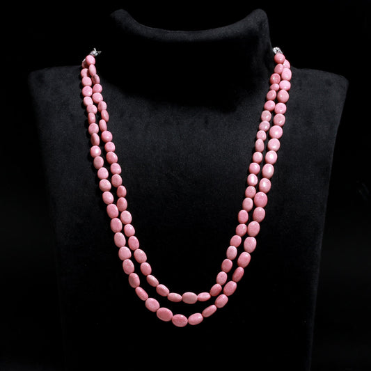 Rhodochrosite Pink Oval Smooth Natural Beads Necklace 24 Inches Strands