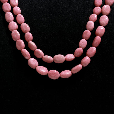 Rhodochrosite Pink Oval Smooth Natural Beads Necklace 24 Inches Strands