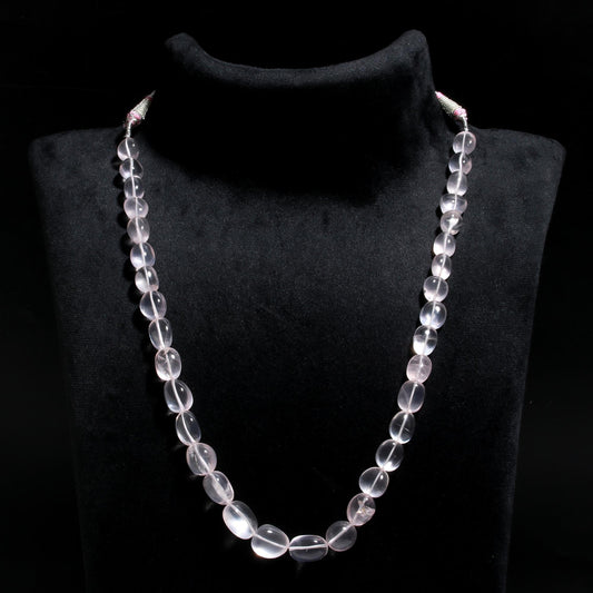 Crystal Quartz White Oval Smooth Natural Beads Necklace 24 Inches Strands