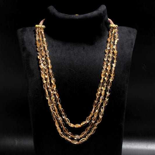 Citrine Yellow Oval Smooth Natural Beads Necklace 24 Inches Strands
