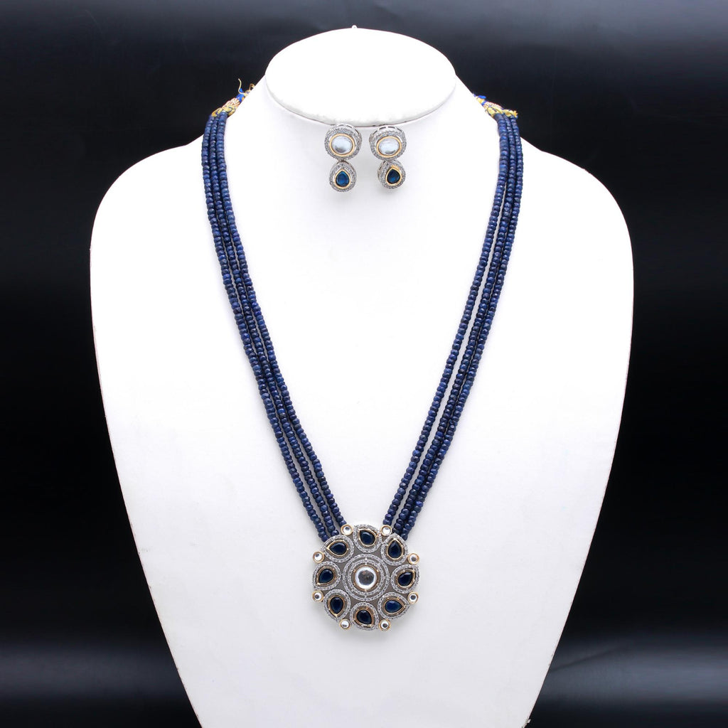 Sapphire Blue Ruby Red Rondelle Faceted Natural Beads Necklace 24 Inches Strands