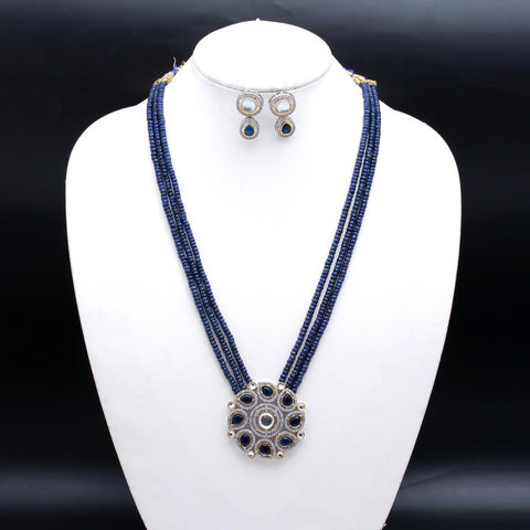 Sapphire Blue Ruby Red Rondelle Faceted Natural Beads Necklace 24 Inches Strands