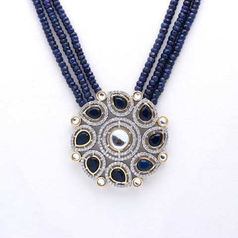 Sapphire Blue Ruby Red Rondelle Faceted Natural Beads Necklace 24 Inches Strands