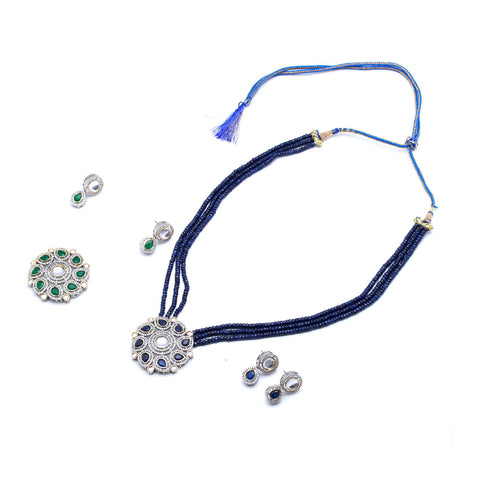 Sapphire Blue Ruby Red Rondelle Faceted Natural Beads Necklace 24 Inches Strands