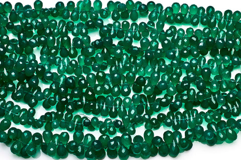Green Onyx Dark Green Drop Faceted Natural Beads