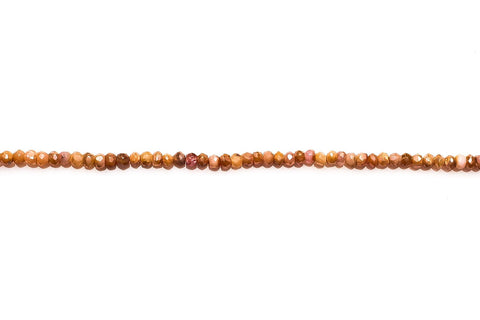 Mystic Coated Peach Moonstone Rondelle Faceted Natural Beads