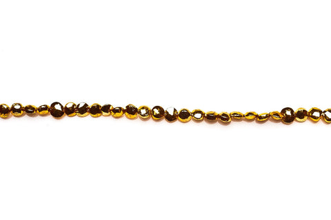 Pyrite Gold Coin Faceted Coating Beads