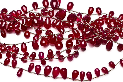 Ruby Red Drop Smooth Natural Beads