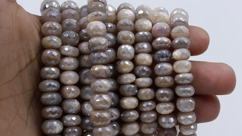 Mystic Coated Moonstone Rondell Faceted Natural Beads 15 Inches Strands