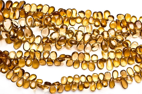 Lemon Citrine Yellow Pear Smooth Natural Beads