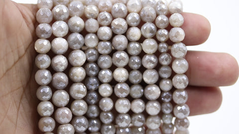 Mystic Coated Moonstone Round Faceted Natural Beads