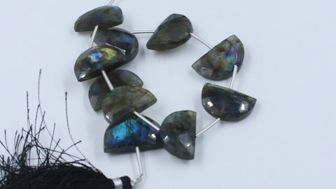 Labradorite Grey D Shape Faceted Natural Beads 8 Inches Strands