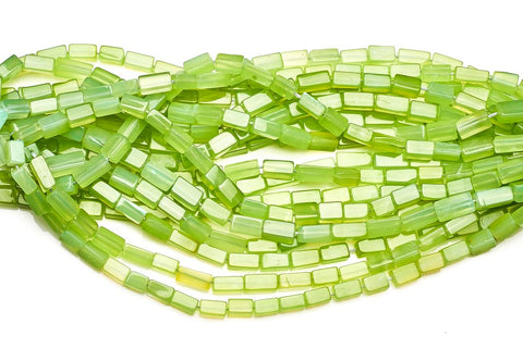 Chalcedony Green Rectange Smooth Heat Treated Beads