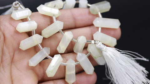 Aventurine Yellow Double Pencil Faceted Natural Beads 8 Inches Strands